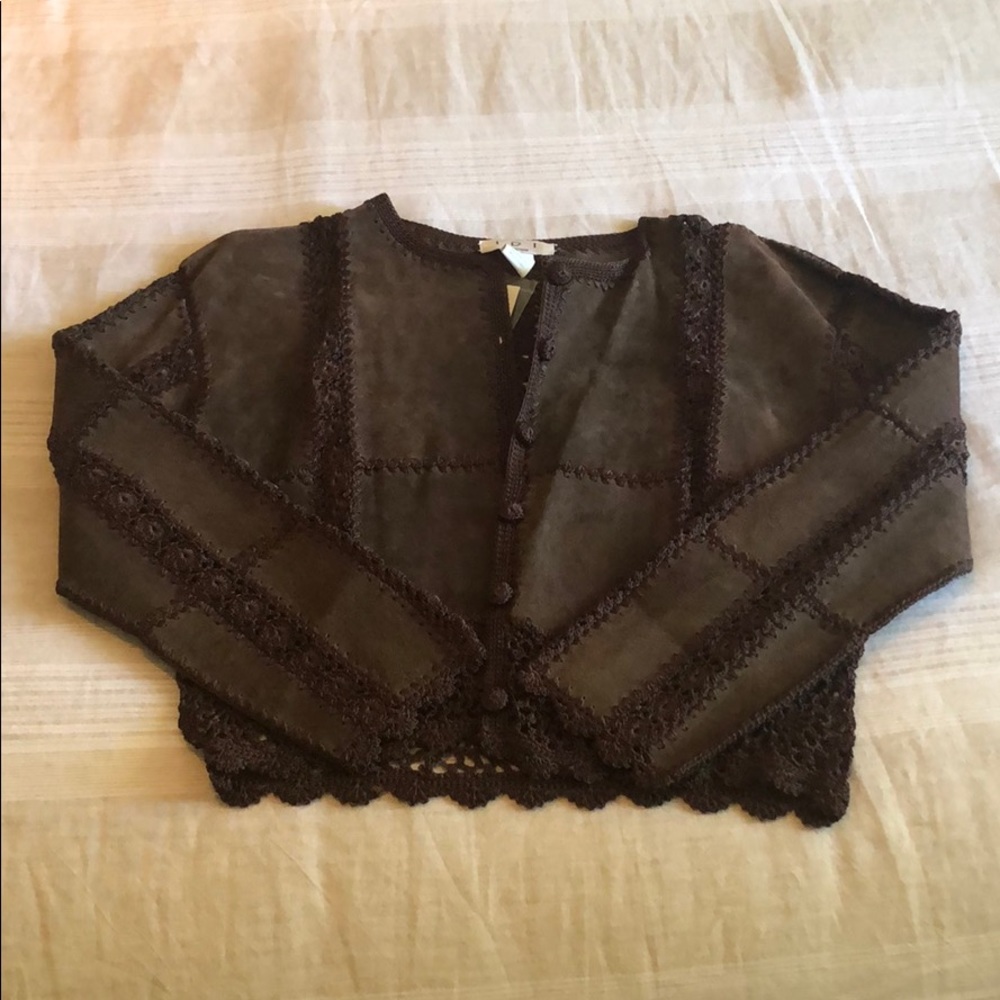 Idi by Matthew Suede and Crochet Jacket NWT